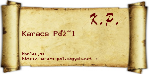 Karacs Pál névjegykártya